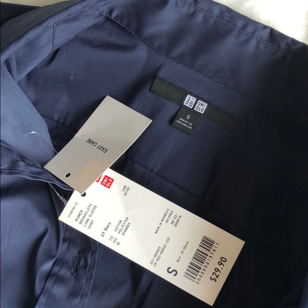 Brand New Uniqlo Navy Blue Dress Shirt